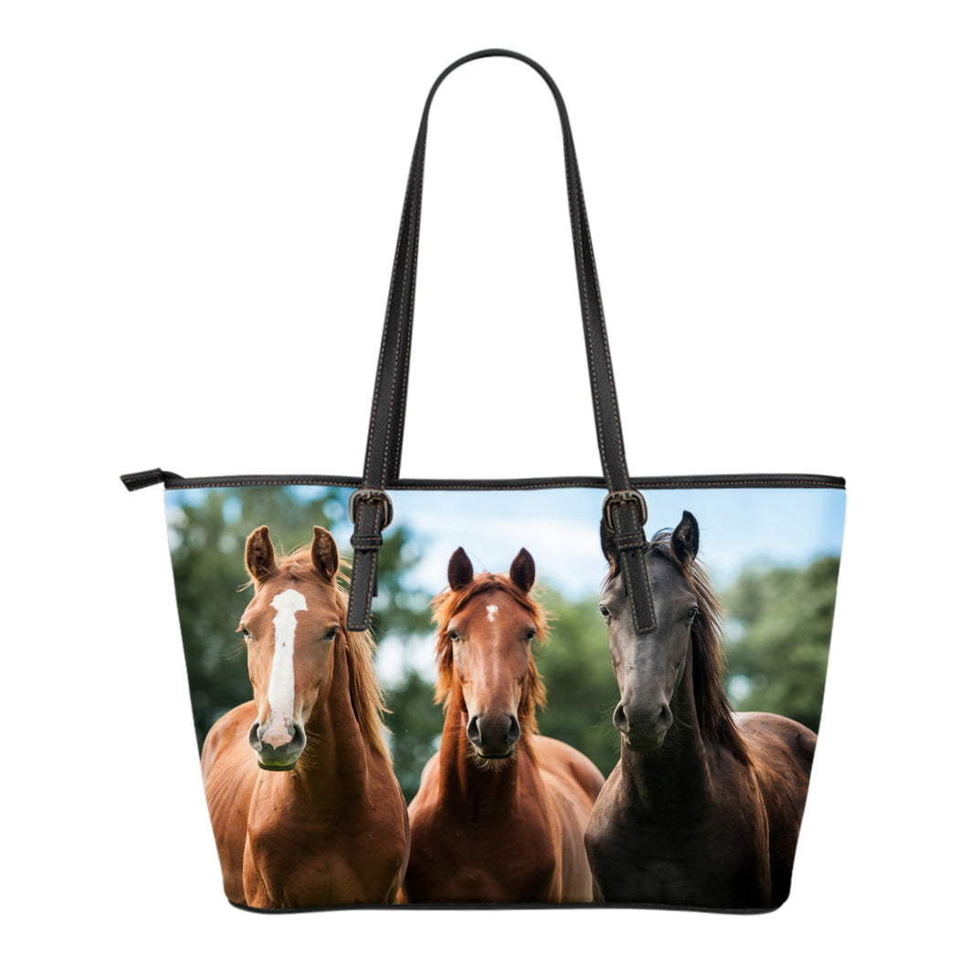 Horses Small Leather Tote