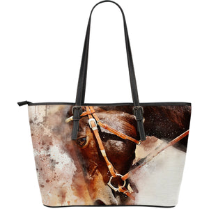 Watercolour Horse Large Leather Handbag