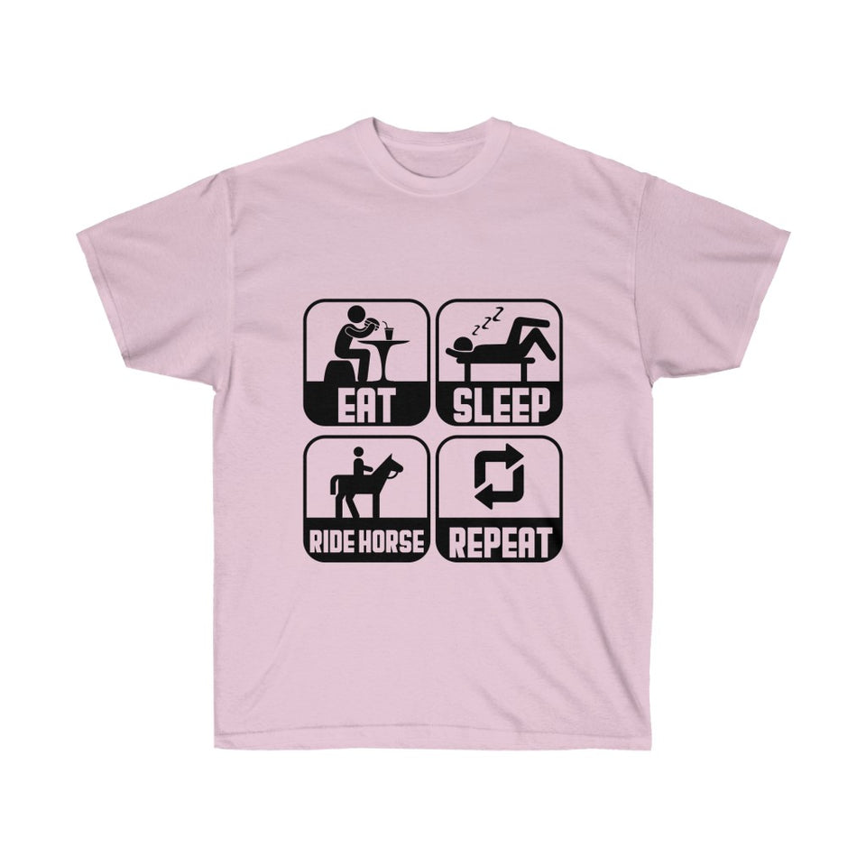 Eat Sleep Ride Horse Repeat T-Shirt - Concert Tee Shirt - T Shirt- Gift - Birthday - Funny Cowgirl - Mom Gift - Rodeo