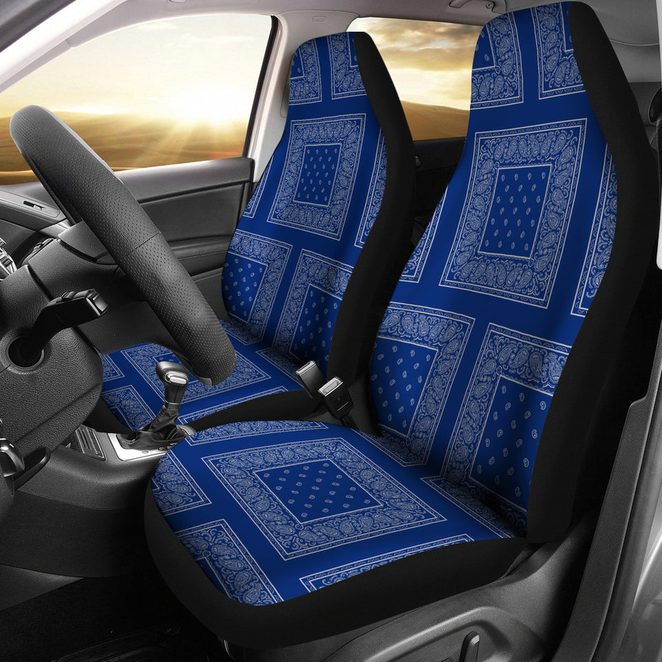 Blue and Gray Bandana Car Seat Covers - Patch