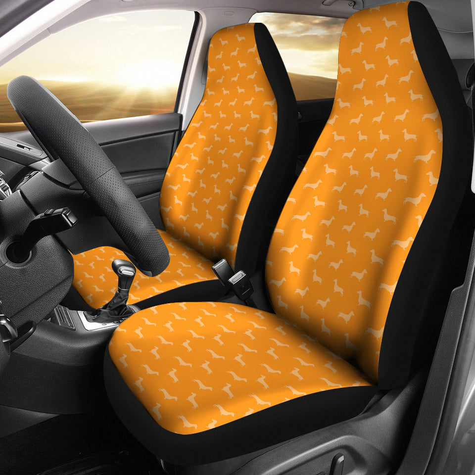Dachshund Pattern Orange Car Seat Covers