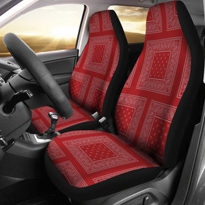 Gray and Red Gray and Red Bandana Car Cover Seats - Patch