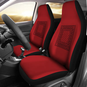 Red with Black Red and Black Gray and Red Bandana Car Cover Seats - Minimal
