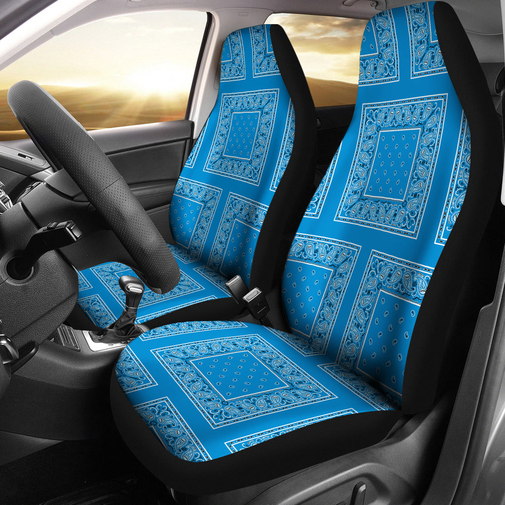 Sky Blue Bandana Car Seat Covers - Patch