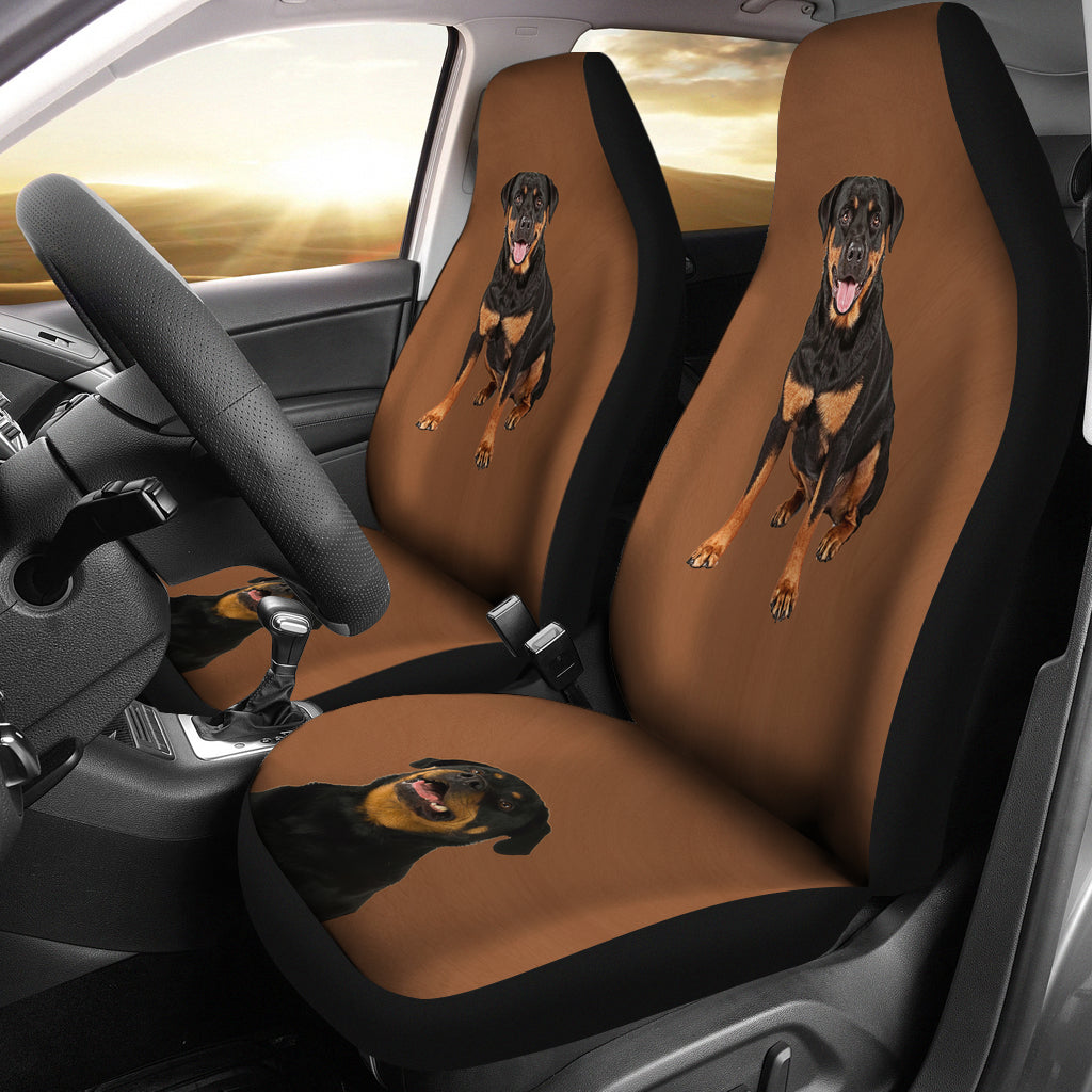 Brown background Rottweiler Car Seat Cover