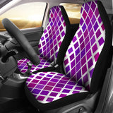 Abstract Purple Diamonds on White Car Seat Cover Set