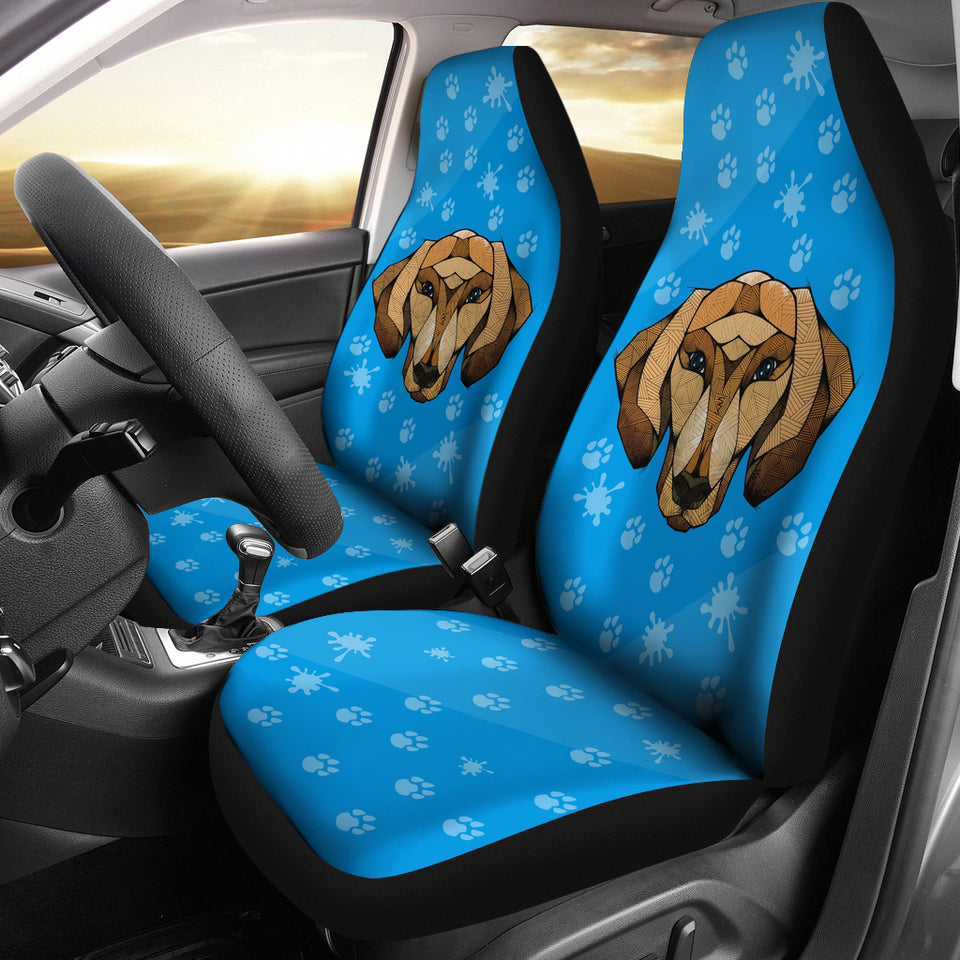 Dachshund Face Blue Car Seat Covers