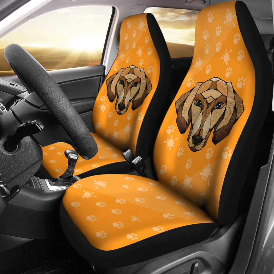 Dachshund Face Orange Car Seat Covers