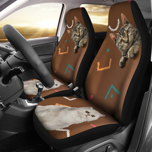 Grey and white cat Car Seat Cover