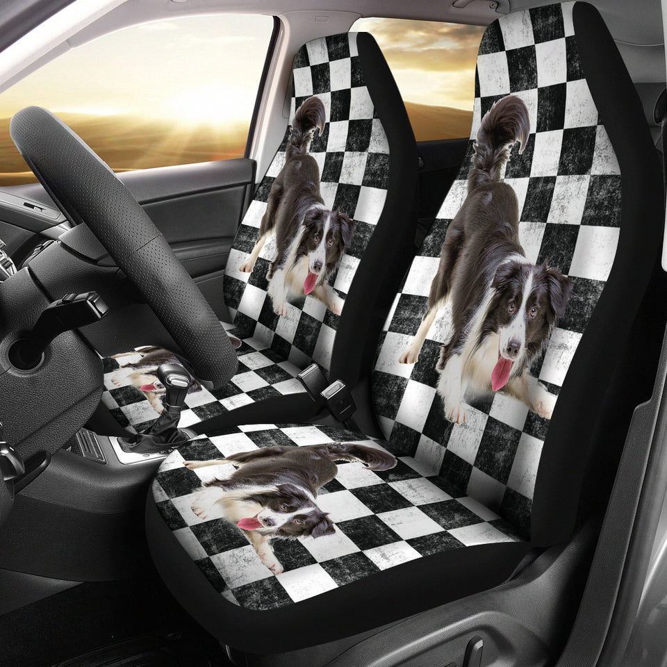 Border Collie Checkers Car Seat Covers