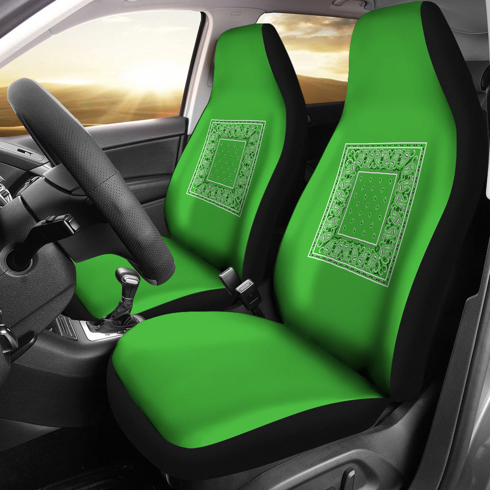 Lime Green Bandana Car Seat Covers - Minimal