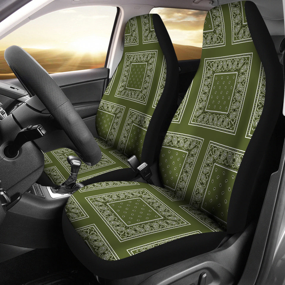 Army Green Bandana Car Seat Covers - Patch