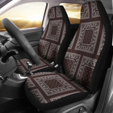 Coffee Brown Bandana Car Seat Covers - Patch