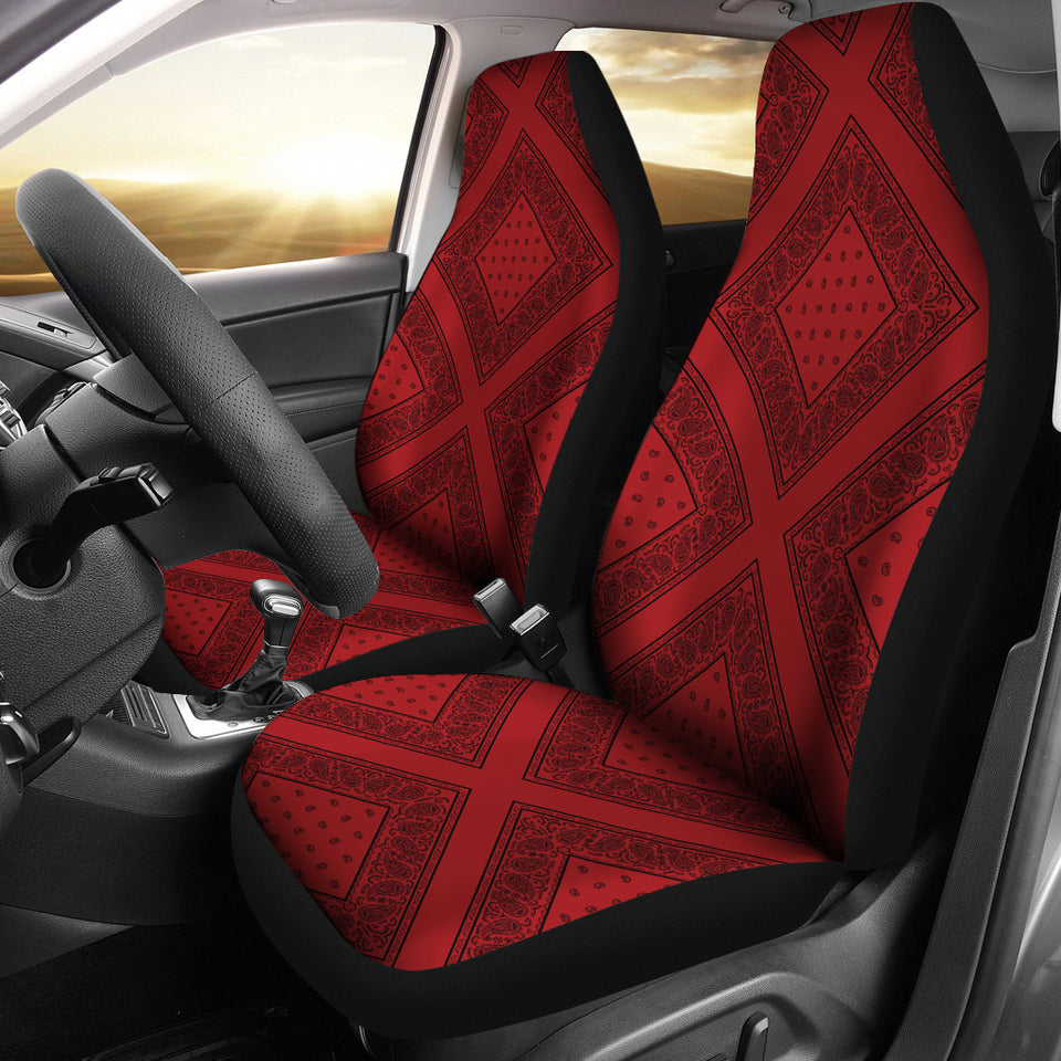 Red and Black Gray and Red Bandana Car Cover Seats - Diamond