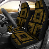 Black Gold Bandana Car Seat Covers - Patch
