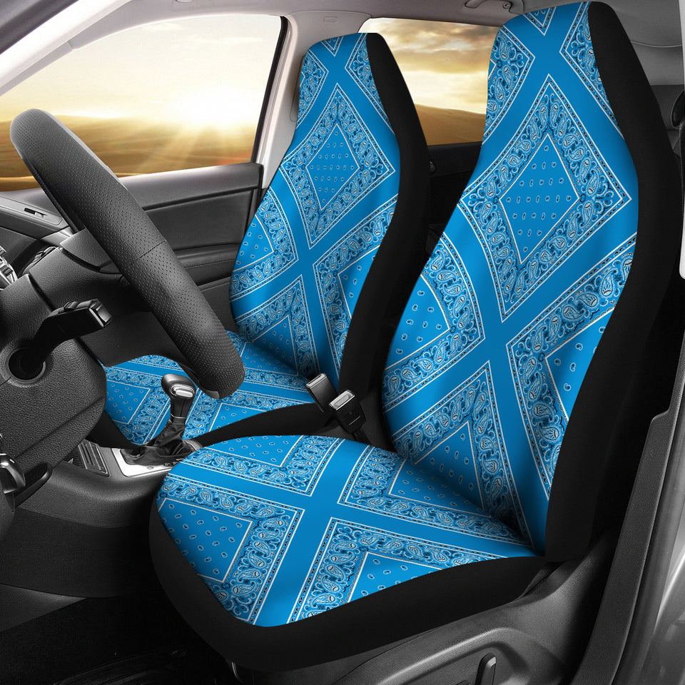 Sky Blue Bandana Car Seat Covers - Diamond
