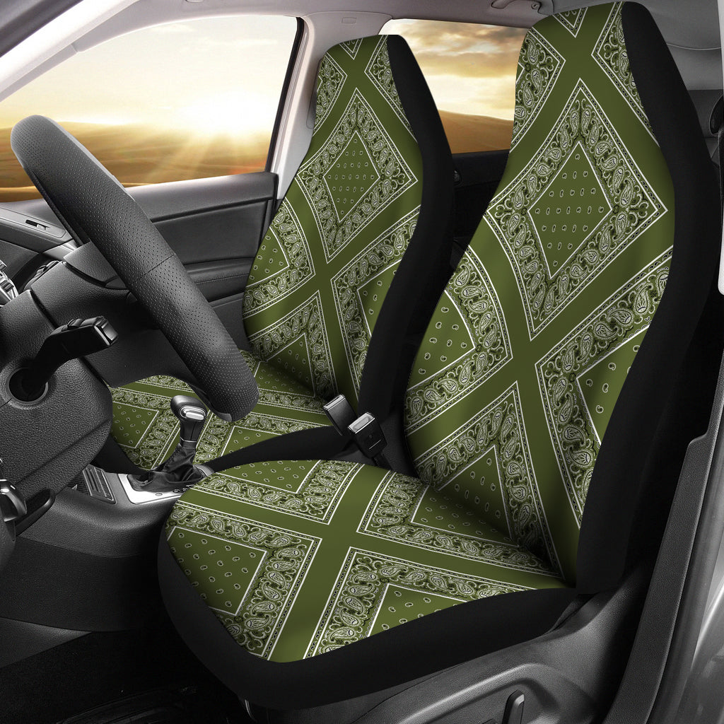 Army Green Bandana Car Seat Covers - Diamond