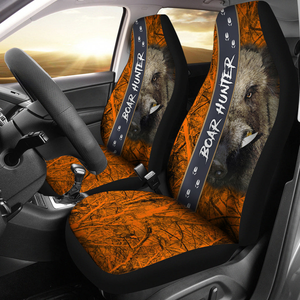 Boar Hunter Orange Camo Car Seat Cover