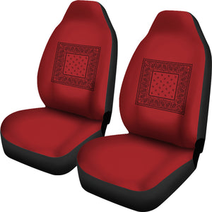 Red with Black Red and Black Gray and Red Bandana Car Cover Seats - Minimal