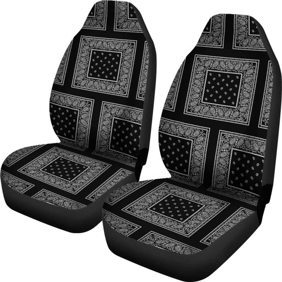 Black Bandana Car Seat Covers - Patch