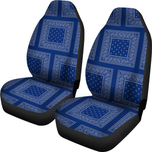 Blue and Gray Bandana Car Seat Covers - Patch