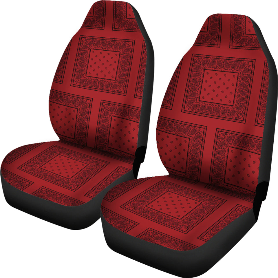 Red with Black Red and Black Gray and Red Bandana Car Cover Seats - Patch