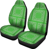 Lime Green Bandana Car Seat Covers - Patch