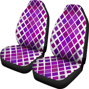 Abstract Purple Diamonds on White Car Seat Cover Set