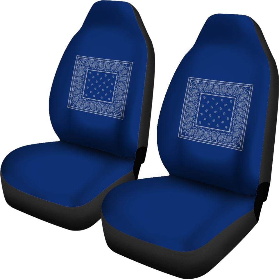 Blue and Gray Bandana Car Seat Covers - Minimal