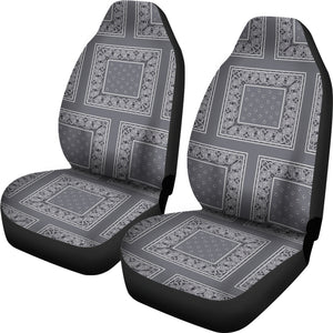 Classic Gray Bandana Car Seat Covers -Patch