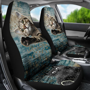 Grey kitten Car Seat Cover