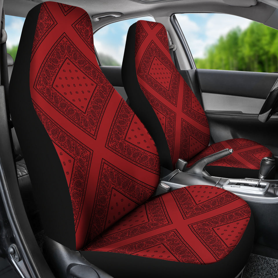 Red and Black Gray and Red Bandana Car Cover Seats - Diamond