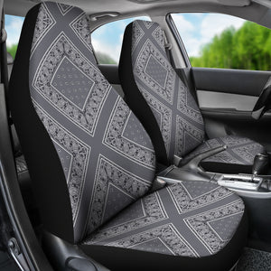 Classic Gray Bandana Car Seat Covers - Diamond