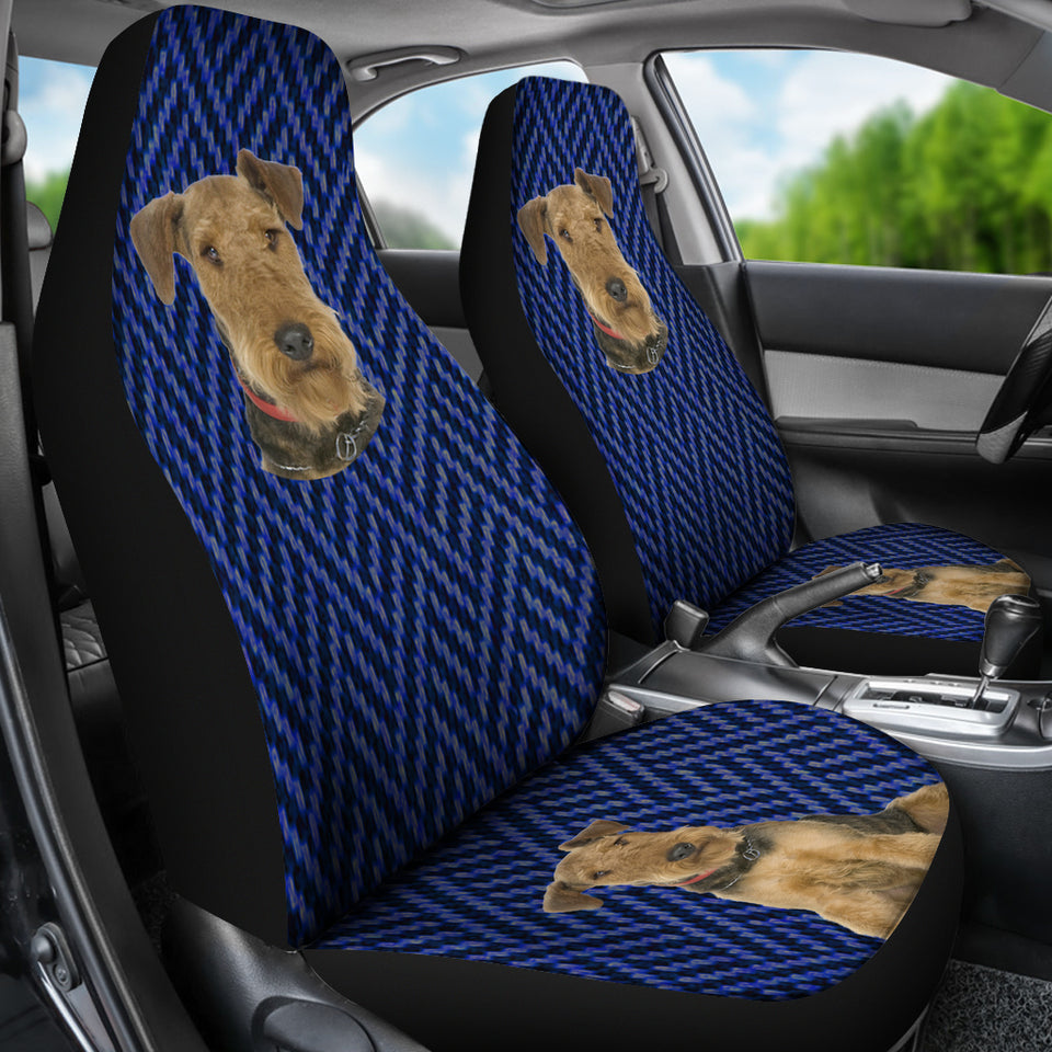 Blue pattern and the dog Car Seat Cover