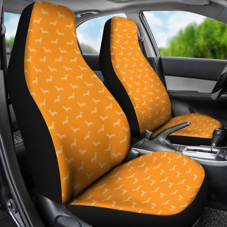 Dachshund Pattern Orange Car Seat Covers