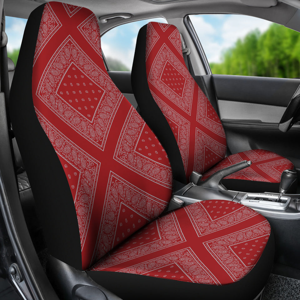 Red and Gray Red and Gray Bandana Car Cover Seats - Diamond