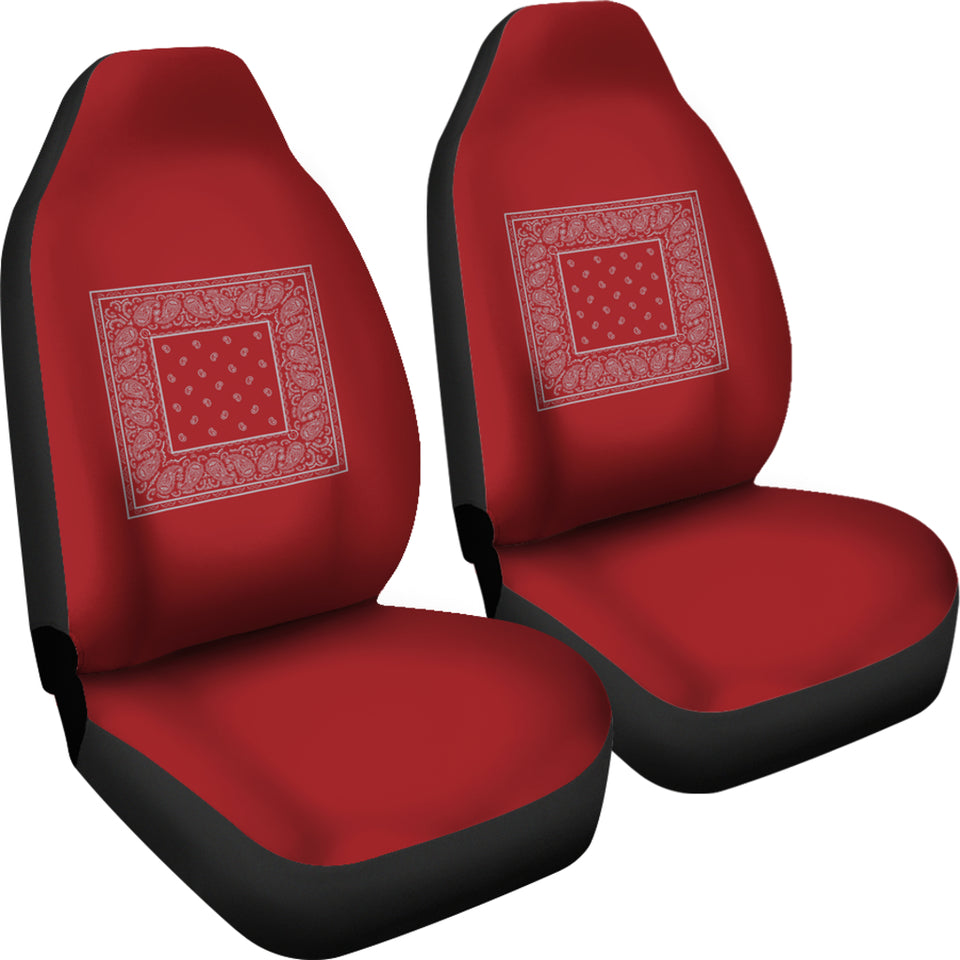 Red and Gray Red and Black Gray and Red Bandana Car Cover Seats - Minimal