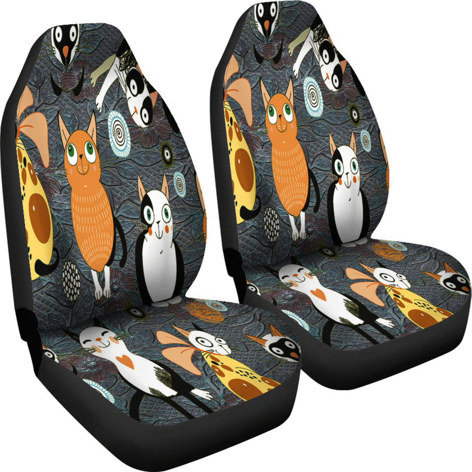 Funny cat crowd Car Seat Covers
