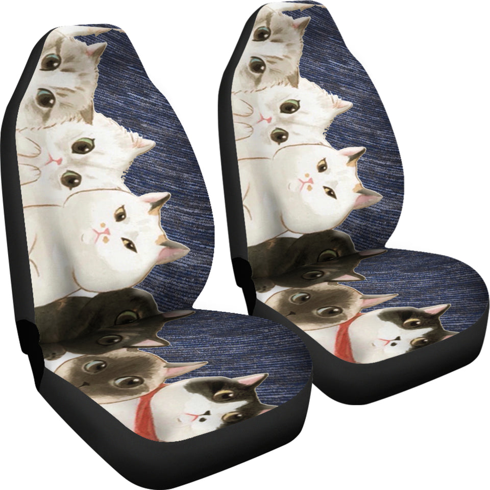 Cats - blue pattern Car Seat Cover