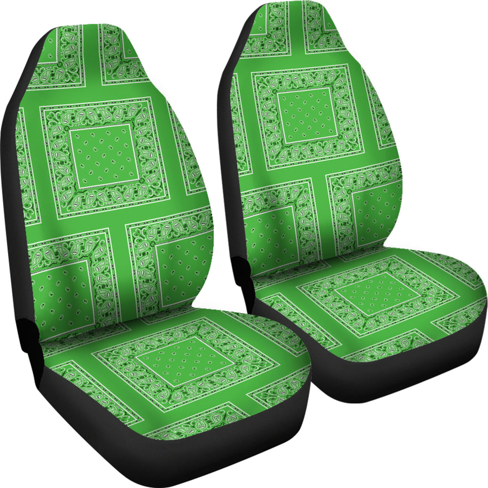 Lime Green Bandana Car Seat Covers - Patch