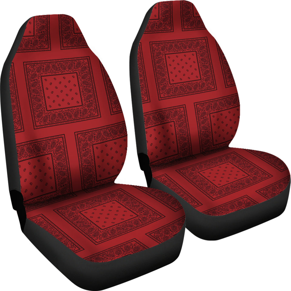 Red with Black Red and Black Gray and Red Bandana Car Cover Seats - Patch