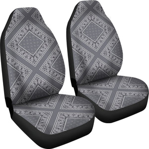 Classic Gray Bandana Car Seat Covers - Diamond