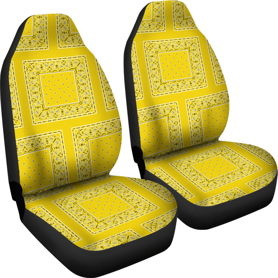Sunshine Yellow Bandana Car Seat Covers - Patches