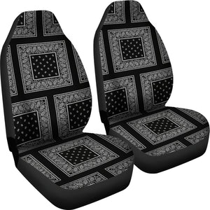 Black Bandana Car Seat Covers - Patch