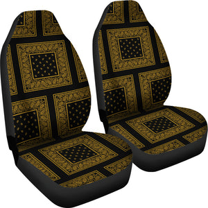 Black Gold Bandana Car Seat Covers - Patch