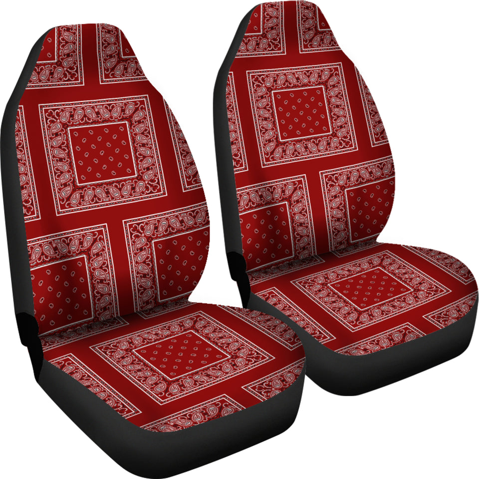 Maroon Bandana Car Seat Covers - Patch